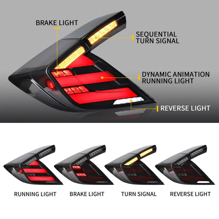 VLAND Mugen Style Tail Lights - Honda Civic FK7/FK8